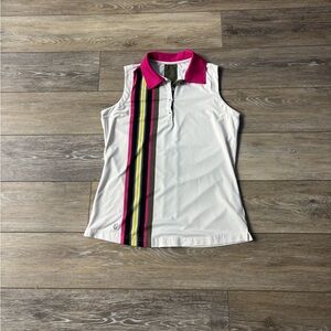GG Blue Luxe Golf Tank Top Sz S White Sleeveless Stripe Athleisure Pickleball